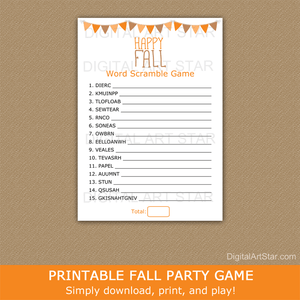 Happy Fall Word Scramble Game Printable