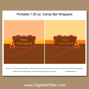 Happy Thanksgiving Candy Bar Wrappers Printable