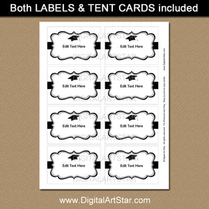 Black and White Graduation Printable Labels
