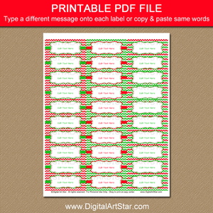 Holiday Address Labels Printable Red Green Chevron