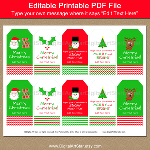 cute editable holiday gift tags by Digital Art Star