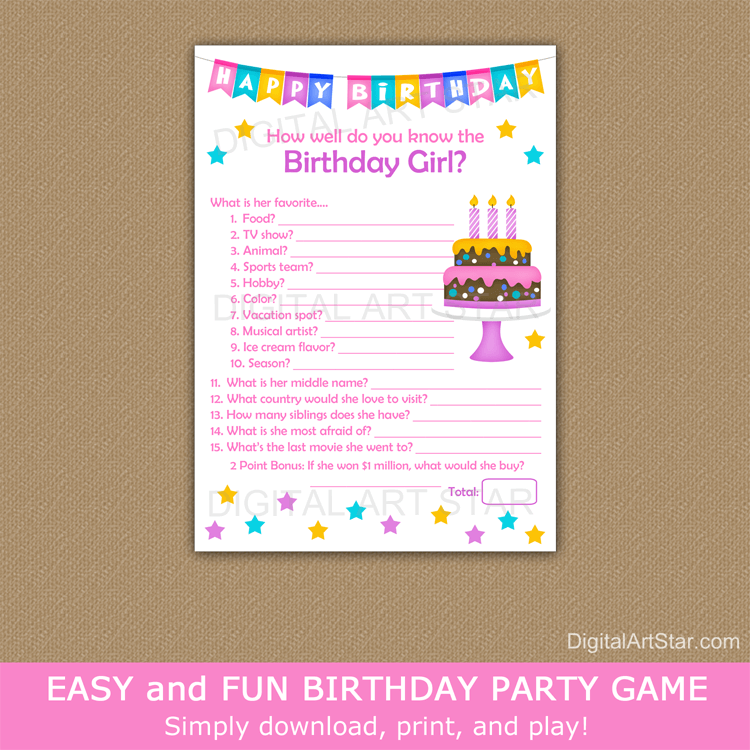 How Well Do You Know the Birthday Girl Game Pink and Purple