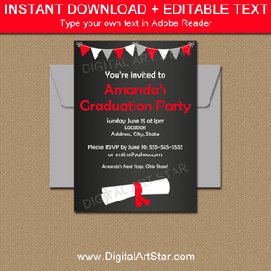 Instant Download Graduation Invitation Template with Diploma