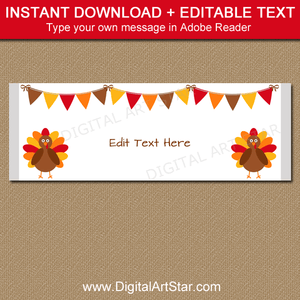 White Thanksgiving Candy Wrappers Instant Download PDF