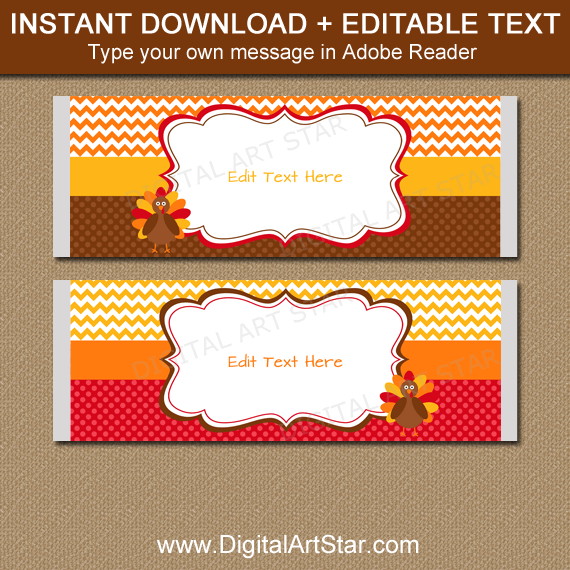 Editable Thanksgiving Candy Bar Wrapper Template PDF