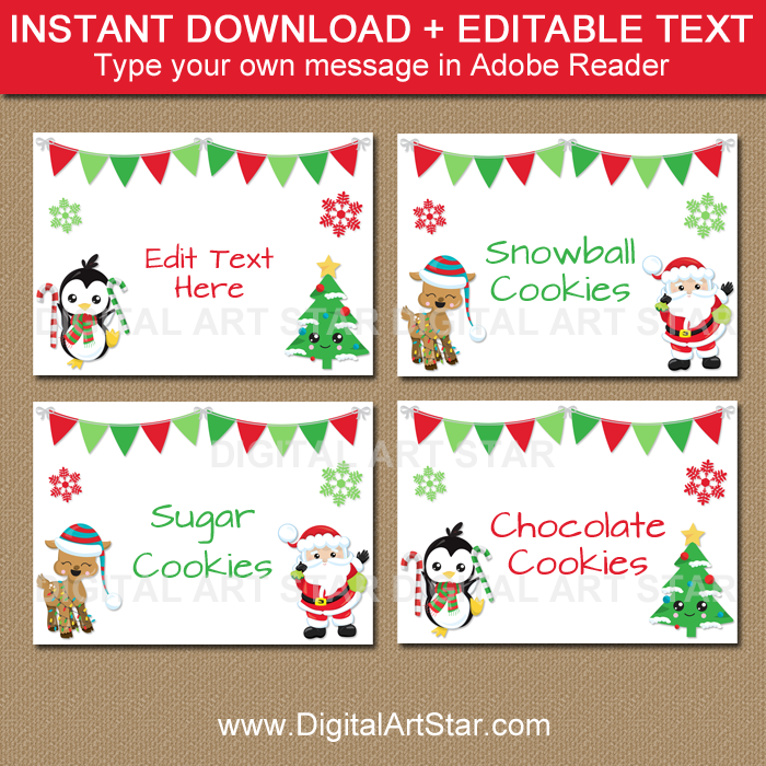 Instant Download Christmas Candy Buffet Labels
