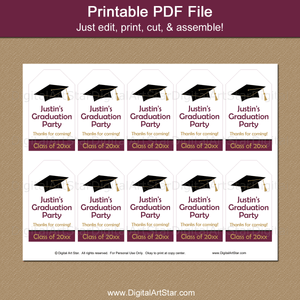 Maroon and White Graduation Gift Tags Printable