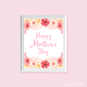 Mothers Day Floral Sign Printable Download