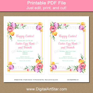 Printable Easter Brunch Invitation Template Editable