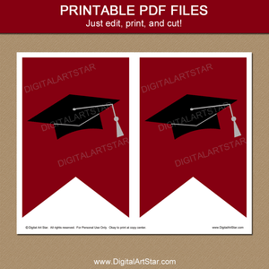 Printable Graduation Banner Template Burgundy Black