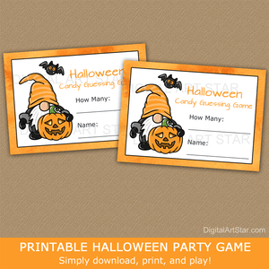 Printable Halloween Party Game Candy Guessing Game with Gnome