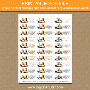 Printable Halloween Return Address Stickers with Gnomes in Orange Black and White