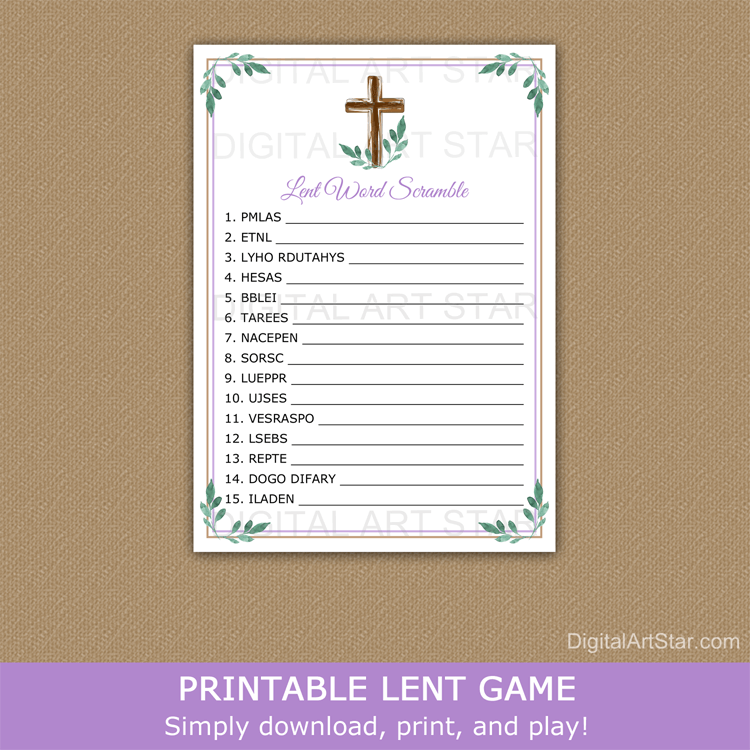 Printable Lent Word Scramble for Adults