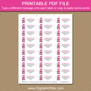Printable Valentines Day Address Labels Stickers Fuchsia Gnome
