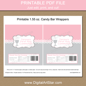 Printable First Communion Candy Wrappers Template
