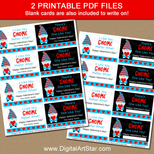 Printable Gnome Valentine Cards for Classmates