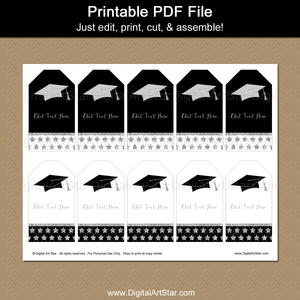 Silver Star Graduation Party Favor Tags Printable