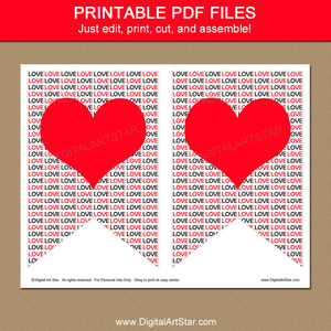 Printable Black and Red Heart Banner