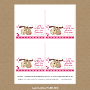 Personalized Sloth Valentines Day Party Favor Idea