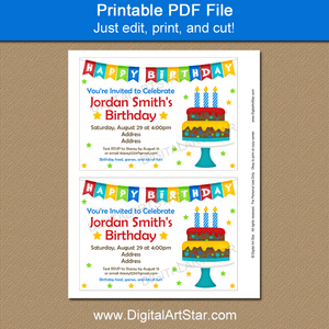 Birthday Cake Invitation Printable PDF