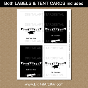 Printable Black and White Graduation Place Cards