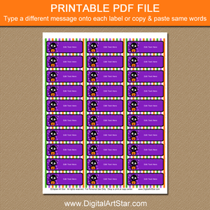 Purple Halloween Cat Address Stickers Printable