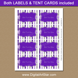 Purple and Silver Birthday Labels