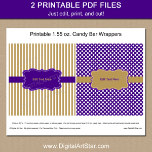 Purple and Gold Printable Candy Bar Wrappers 