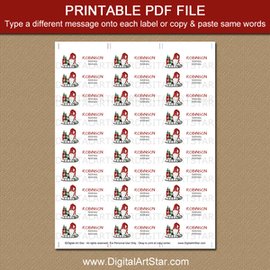 Red and Green Gnome Printable Christmas Address Labels 30 Per Sheet