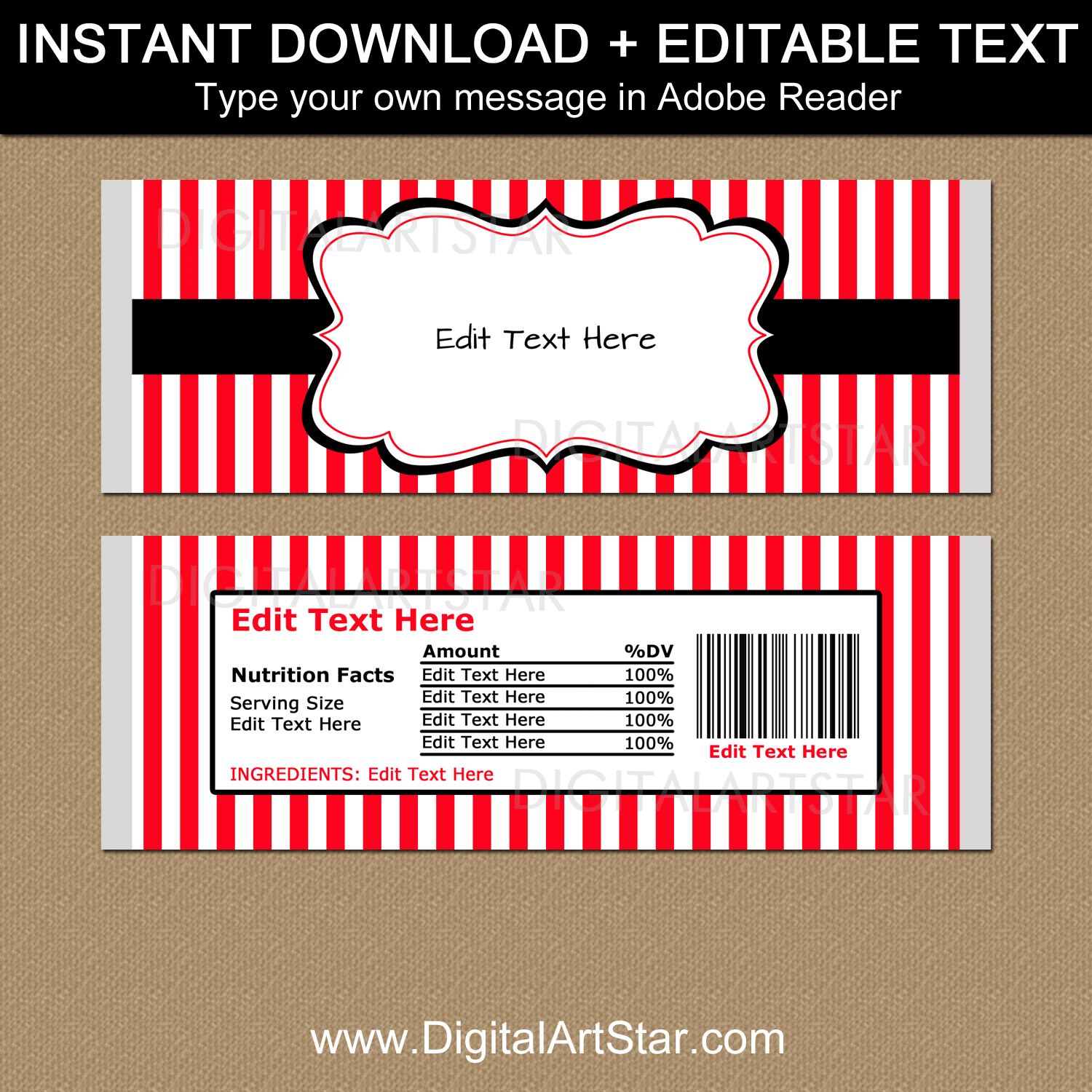 Printable Chocolate Wrapper Template