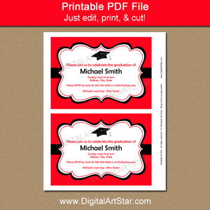 Red and Black Graduation Invitations Printable