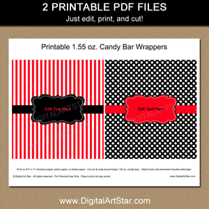Printable Red and Black Candy Bar Wrapper Template
