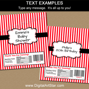 Red White Black Candy Bar Wrapper Template Editable