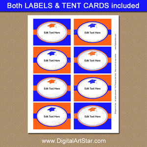 Printable Blue and Orange Graduation Labels