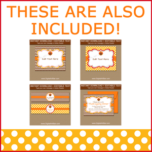 Printable Thanksgiving Party Supplies Package with Signs and Invite