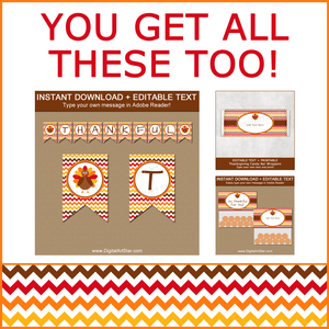 Thanksgiving Banner, Candy Wrappers, Bag Toppers
