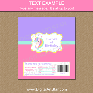 Editable Candy Bar Wrappers for Unicorn Party