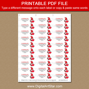 Valentine Gnome Address Labels Printable Template