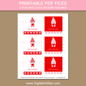 Valentine Gnome Favor Bag Labels Printable Download