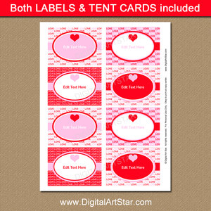 Pink and Red Valentine Food Labels