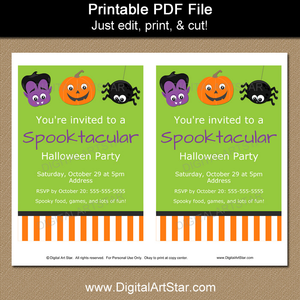 Printable Kids Halloween Invites