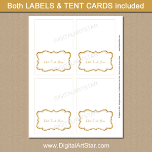 White and Gold Glitter Wedding Place Cards Template