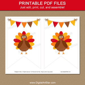 Turkey Banner Printable for Thanksgiving Decorations