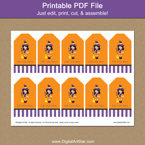 Printable Witch Tags for Halloween Party Favors