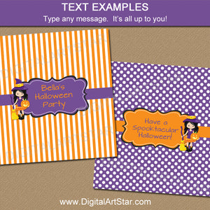 Editable Halloween Witch Candy Wrappers for Party Favors