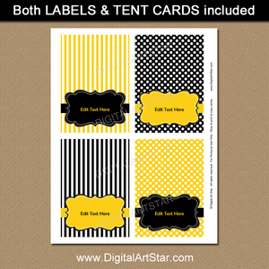 Black and Yellow Place Card Template