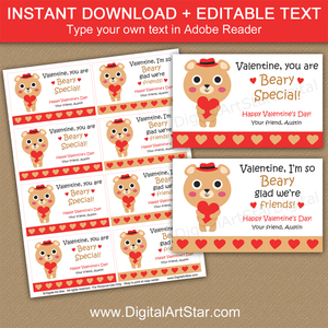 You are Beary Special Valentine Card Printables for School