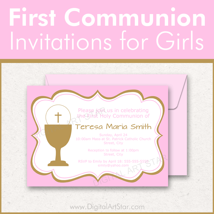 First Holy Communion Invitation Template Girl