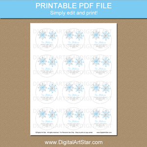 2 Inch Round Printable Address Labels Snowflakes