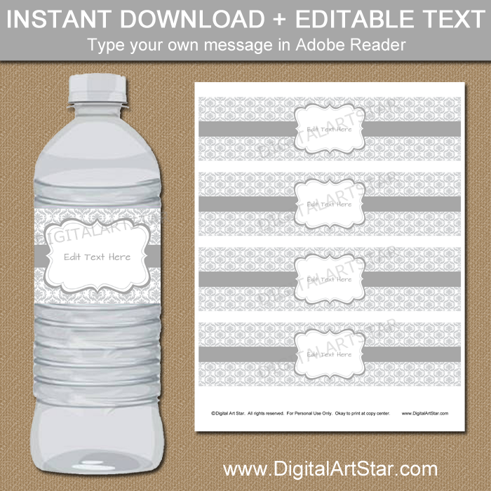 25th Wedding Anniversary Water Bottle Labels